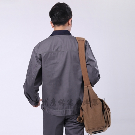 青島做工作服駝灰拼黃色AC111