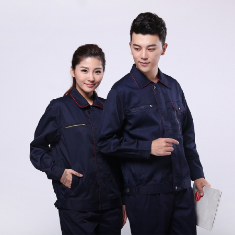 藏青拼大紅機械耐磨工作服AC099-JX