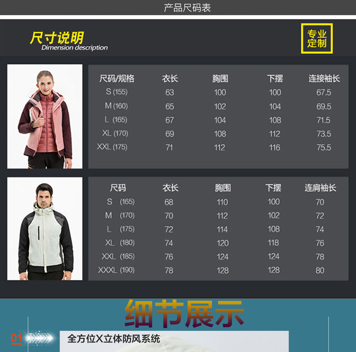 保暖沖鋒衣全方位細節展示