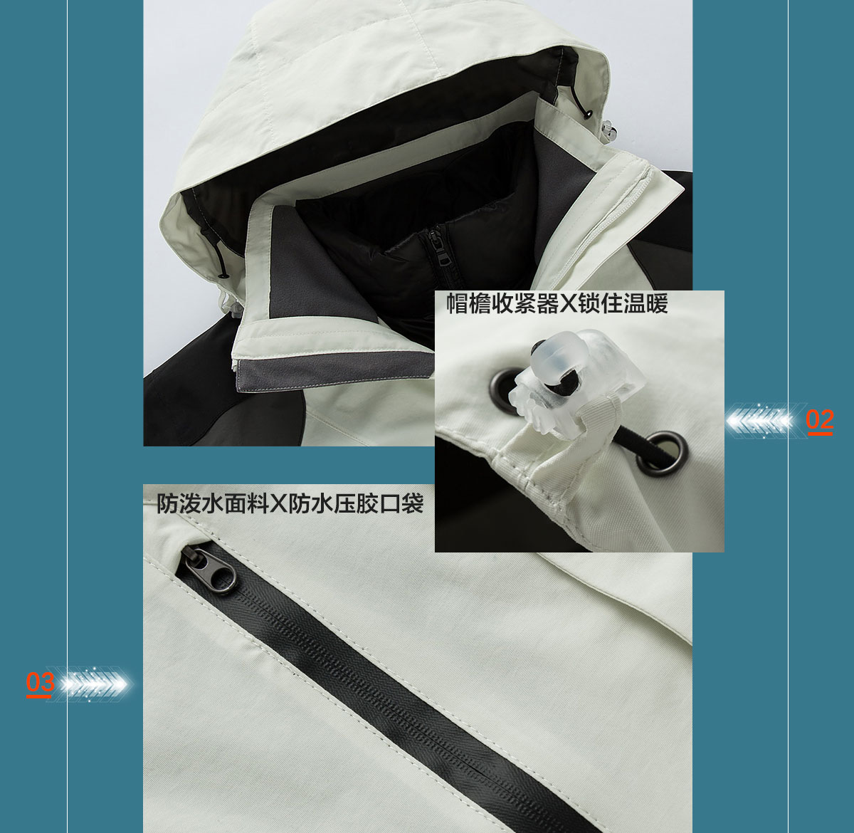保暖沖鋒衣細節展示