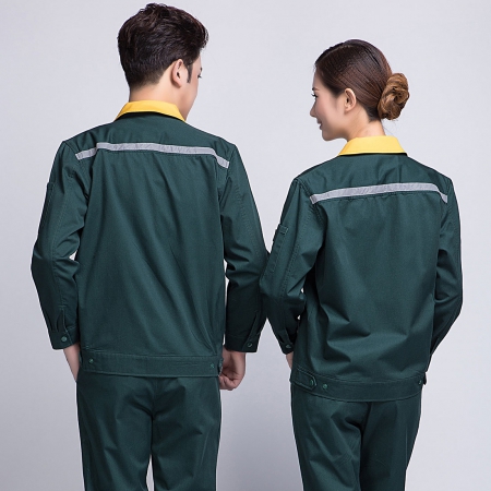 墨綠拼黃色工作服AC09-3