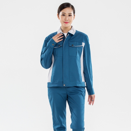 湖藍拼淺灰秋季工作服AC17-2