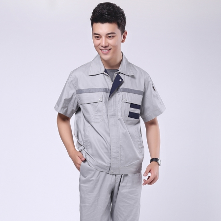 灰色拼藏青細斜紋滌棉工作服AD089-DM