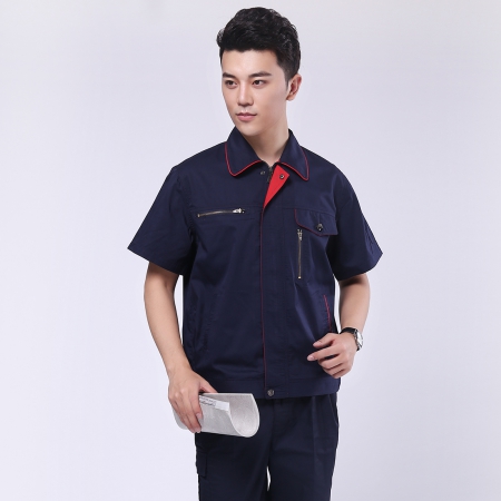 藏青拼橘黃夏季工作服AD099-XJ