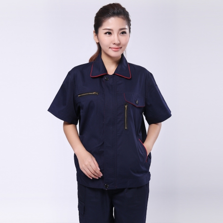 藏青拼橘黃夏季工作服AD099-XJ
