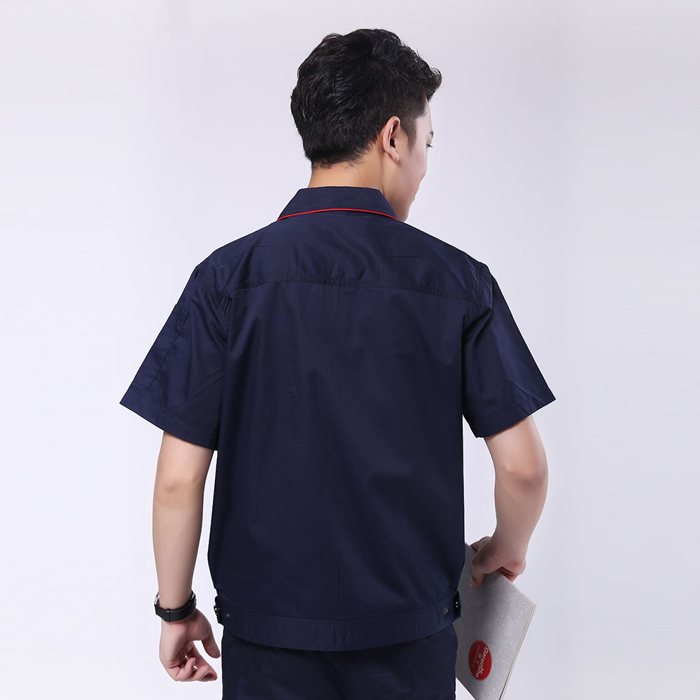 短袖工作服立體衣領(lǐng)，舒適袖口，實(shí)用口袋圖