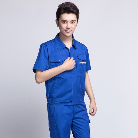 艷藍色短袖工作服AD12-4
