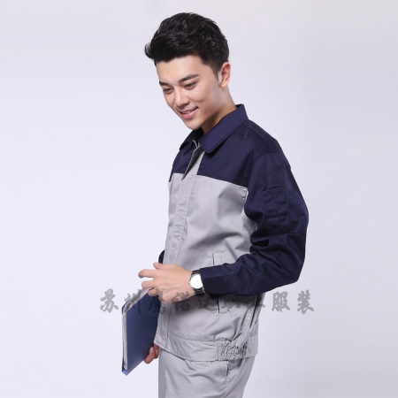 深藍配淺灰全棉長(cháng)袖工作服AC079-QM