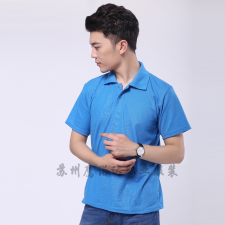湖藍色絲光棉t恤衫工作服ID274-TX